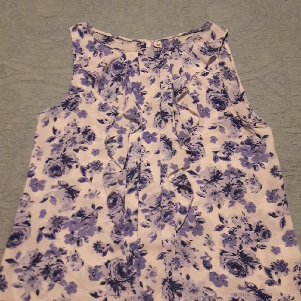 Blue and White Floral Blouse